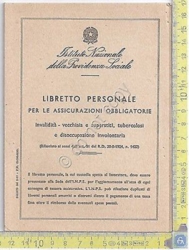 INPS - Istituto Nazionale Previdenza Sociale - Libretto Personale - …