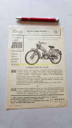 Itom 50 Junior 1960 depliant originale moto brochure