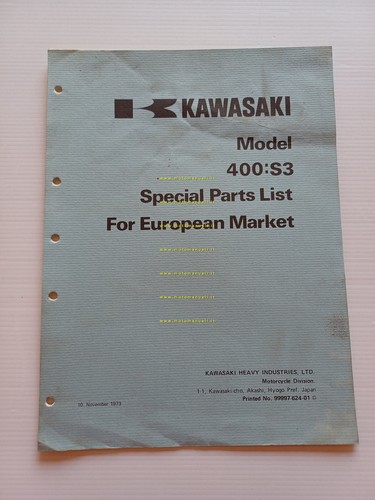 Kawasaki 400 S3 1973 varianti catalogo ricambi per Europa originale