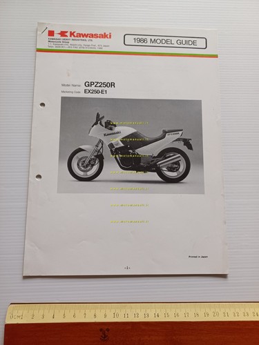 Kawasaki GPZ 250 R 1986 presentazione cartella stampa originale