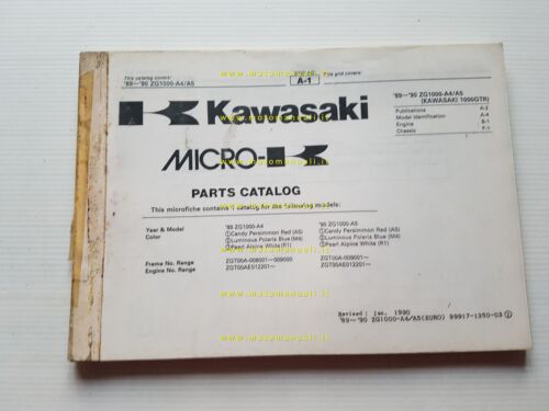 Kawasaki GTR 1000 1989-90 catalogo ricambi copia da microfiche originale