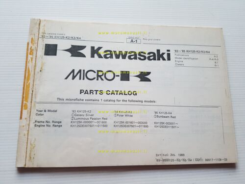 Kawasaki KH 125 K2-3-4 1983-85 catalogo ricambi copia da microfiche …