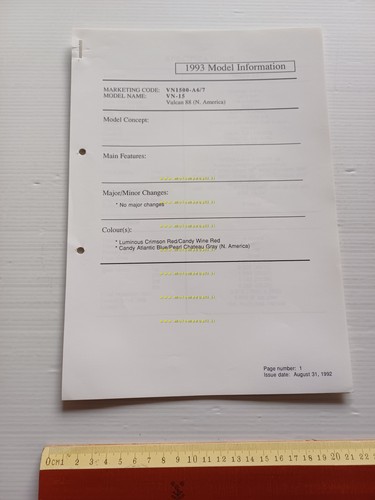 Kawasaki VN-15 (VN1500-A6.A7) 1993 Model Information cartella stampa inglese