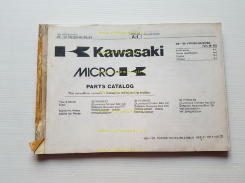 Kawasaki VN 1500 1988-90 catalogo ricambi copia da microfiche originale