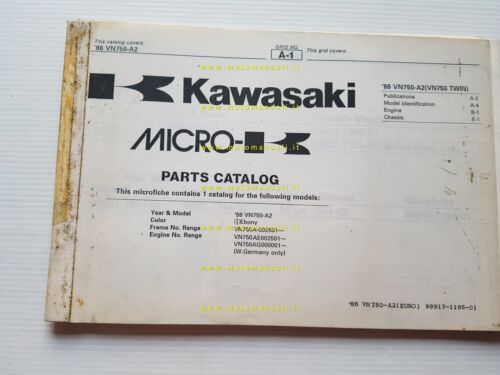 Kawasaki VN 750 TWIN 1986 catalogo ricambi copia da microfiche …
