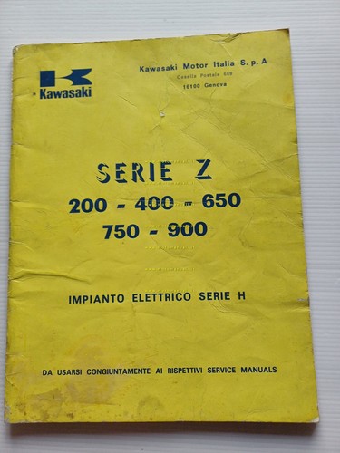 Kawasaki Z 900-750-650-400 -serie H manuale officina impianto elettrico ITALIANO