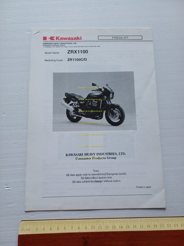 Kawasaki ZRX 1100 (ZRX1100-C D) 1997 cartella stampa originale testo …