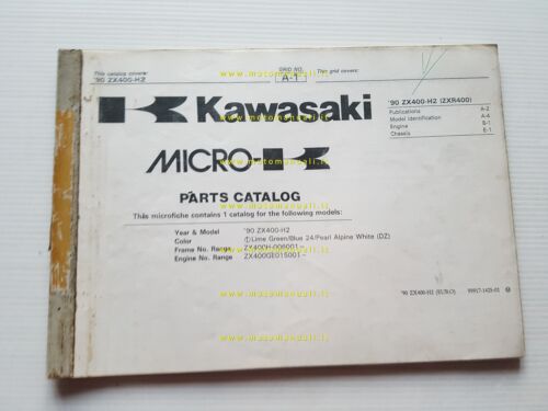 Kawasaki ZXR 400 1990 catalogo ricambi copia da microfiche originale