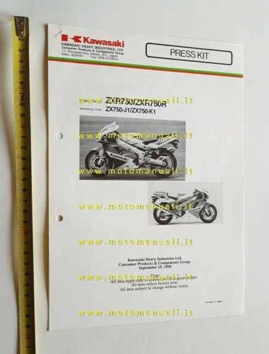 Kawasaki ZXR 750 R K1-ZXR 750 J1 1990 CARTELLA STAMPA …