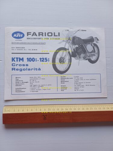 KTM 100 S - 125 S 1971 Regolarità depliant originale …