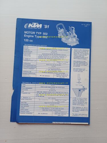 KTM motore 125 Typ 502 1991 catalogo ricambi originale Spare …