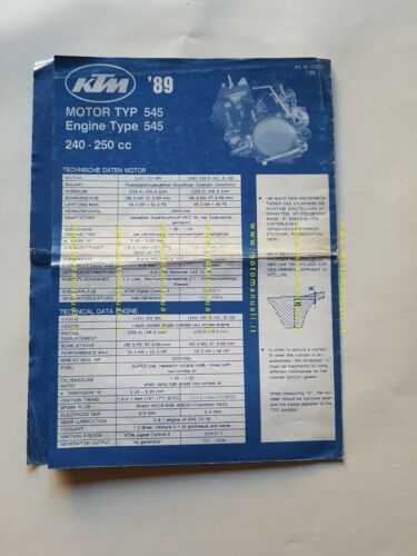 KTM Motore 545 240-250cc 1989 catalogo ricambi originale spare parts …