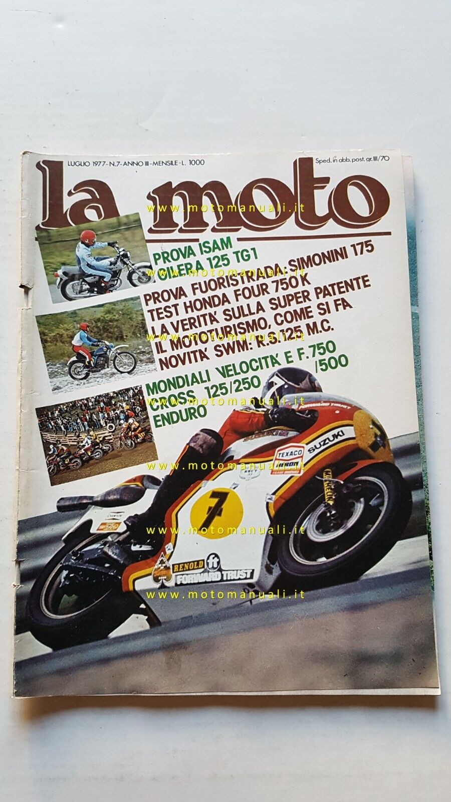 LA MOTO n. 7 1977 Prova Gilera 125 TG1 Simonini …