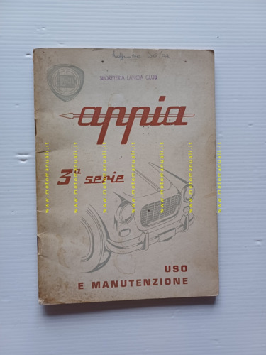 Lancia Appia 3a serie tutti modelli 1961 manuale uso originale