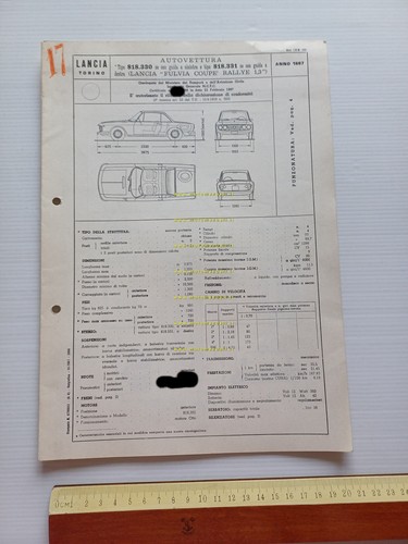 Lancia Fulvia Coupè Rallye 1.3 1967 facsimile omologazione DGM Motorizzazione
