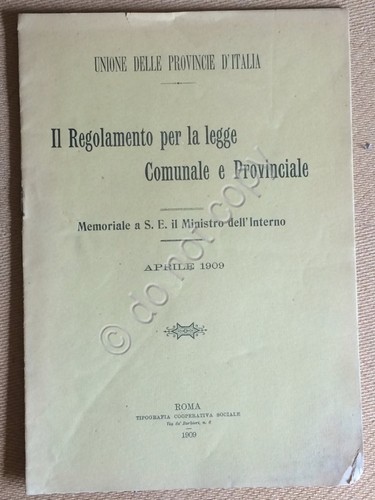 Legge Comunale e Provinciale - Memoriale Ministro Interno - Aprile …