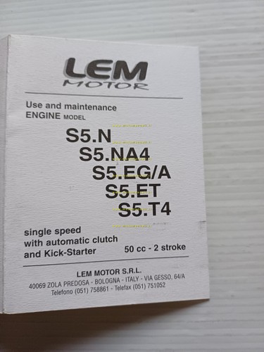 LEM motore 50 S5.NNA4- S5.EGA- S5.ET- S5.T4 manuale uso originale …