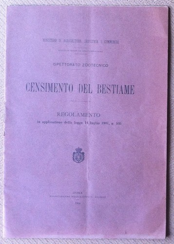 Libretto - Booklet - Regolamento Censimento de bestiame - Roma …