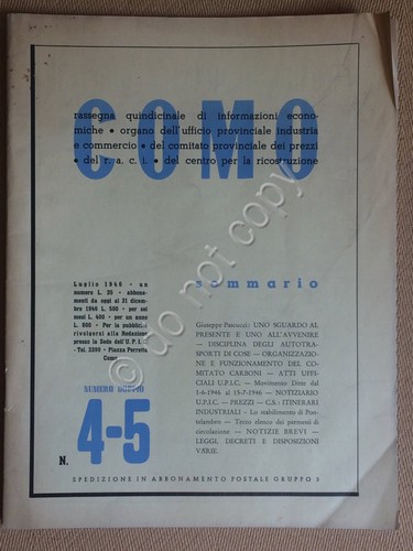 Libretto - Como - Luglio 1946 - Rassegna Quindicinale di …