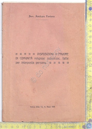 Libretto - Disposizione a favore di Comunità religiose soppresse - …
