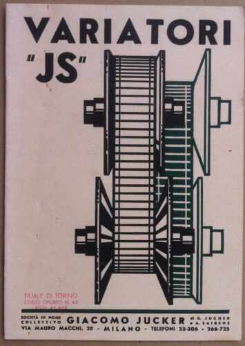 Libretto - Giacomo Jucker Milano - Variatori JS - 1937 …