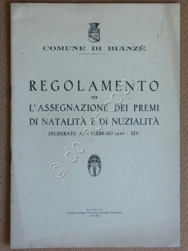 Libretto - Regolamento Assegnazione Premi Natalità e Nuzialità - Brianzè …
