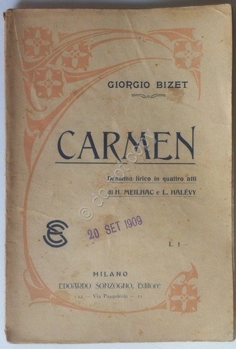 Libretto Opera - Carmen - Biset - Sonzogno 1909