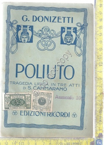Libretto Opera - Poliuto - G. Donizetti - Ed. Ricordi …