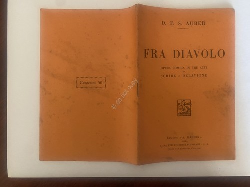 Libretto Opera Auber Fra Diavolo Ed. Barion 1934