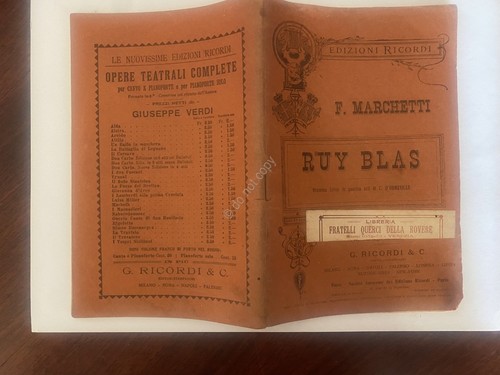 Libretto Opera Marchetti Ruy Blas Ed Ricordi Libreria Querci della …