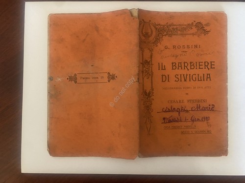 Libretto Opera Rossini Il Barbiere di Siviglia Ed. Madella 1910