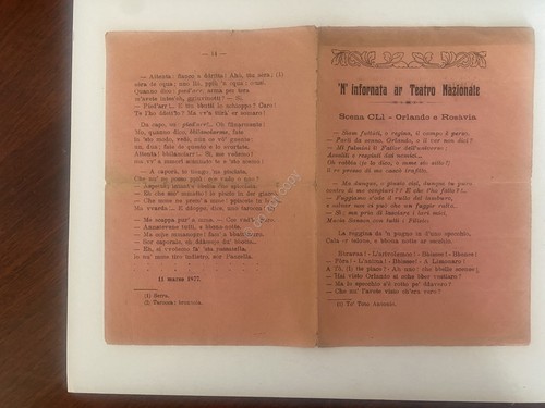 Libretto Opera Zanazzo N infornata ar Teatro Nazionale CLI Orlando …