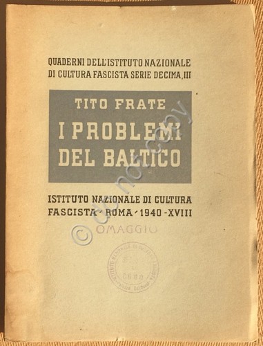 Libro Tito Frate 1940 Istituto Cultura Fascista Como