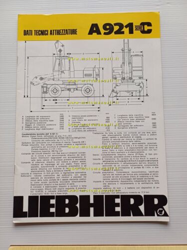 Liebherr escavatore A 921 C 1977 scheda tecnica depliant italiano …