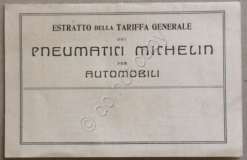 Listino prezzi Pneumatici Michelin per Automobili - Primi '900