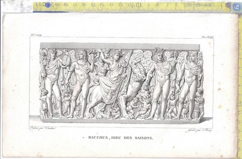 Litografia - Baccus - Dieu des saisons - .XIX Secolo