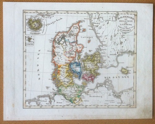 Litografia - Cartografia -Stieler's Sckul Atlas n° IX - Denmark …