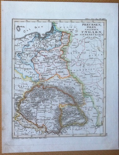 Litografia - Cartografia -Stieler's Sckul Atlas n° XV - Preussen …