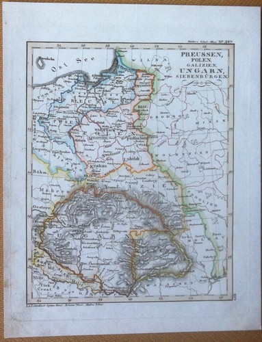 Litografia - Cartografia -Stieler's Sckul Atlas n° XV - Preussen …