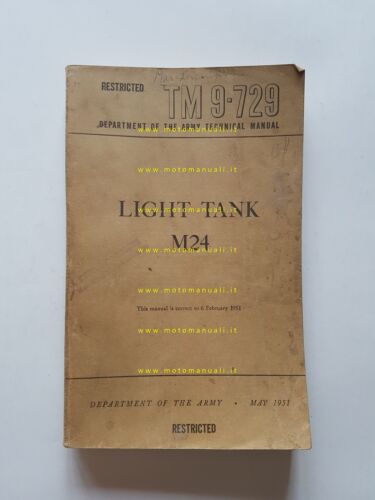 M24 Chaffee Carro Armato leggero 1951 manuale uso libretto istruzioni …