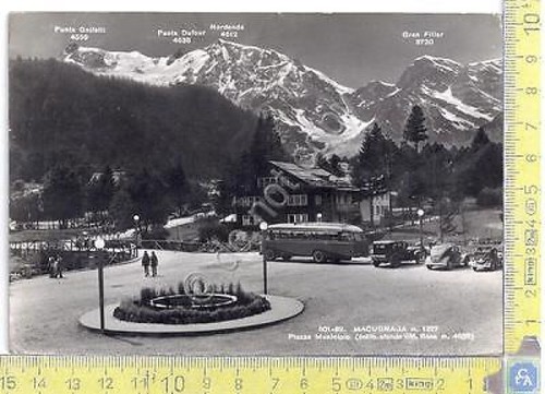 Macugnaga - Piazza Municipio - 1952 - Corriera - Coach