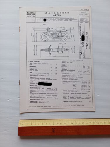 Malanca 150 GT- 150 3GTS 1977 scheda omologazione DGM Facsimile …