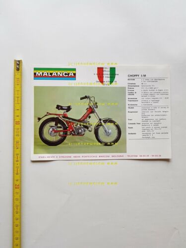 Malanca 50 Choppy 5M-Leoncino 3-4M 1973 depliant ciclomotore originale brochure