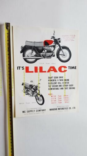 Marusho Lilac 250 LS18 - 300 MF39 1960 depliant moto …