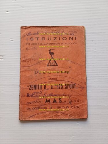 MAS 175 Zenith B -175 Sport manuale uso manutenzione libretto …