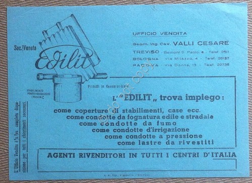 Materiali edili - Volantino pubblicitario Edilit - anni '50