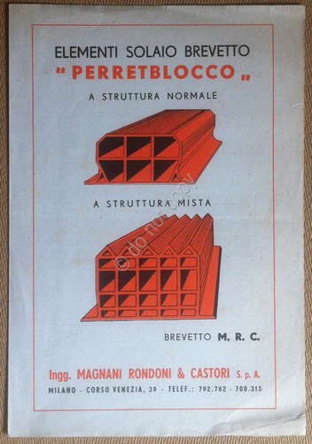 Materiali edili - Volantino pubblicitario Perretblocco - brevettato - anni …