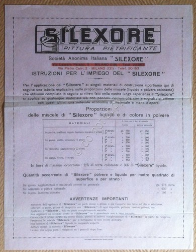 Materiali edili - Volantino pubblicitario Silexore - pittura pietrificante