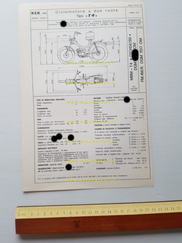 MBM 50 T4 tubone 1978 scheda omologazione DGM Facsimile originale