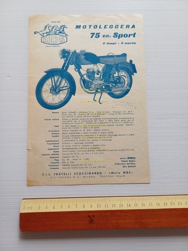MDS 75 Sport 1956 depliant italiano moto originale